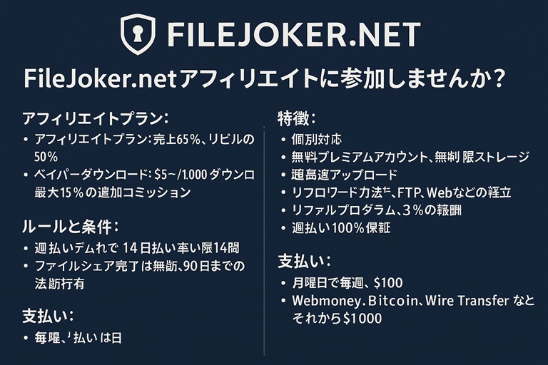 Filejokerアフィリエイトプログラム：報酬構造