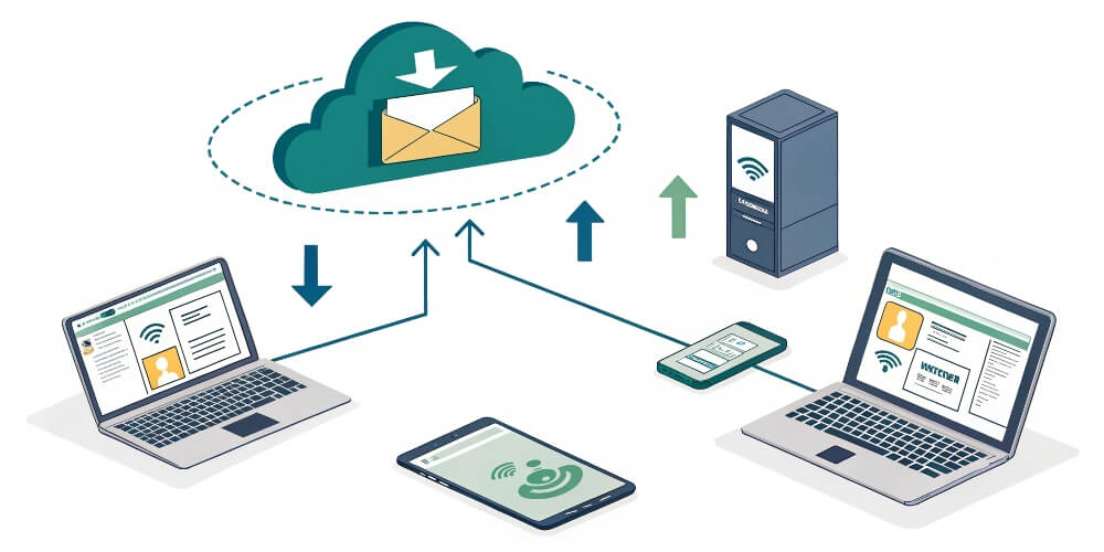 Graphic showing a file being uploaded to Filejoker and multiple users downloading it quickly via share links